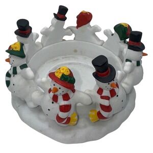 Partylite Frolicking Frosty's Snowmen 3 Wick Candle Holder